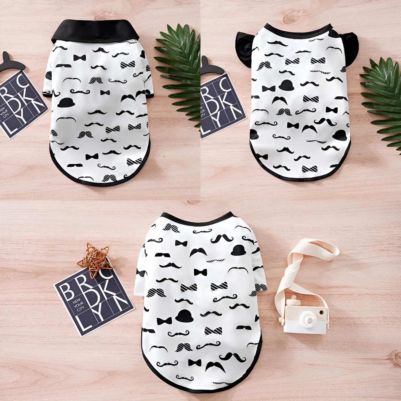 White gentleman beard dog costume on small dog with polyester fabric and casual style