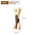 Cowhide and nylon bone grinding rod dog chewing toy shown in small and large size options
