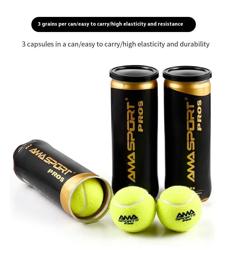 Three cage plate tennis training balls in black, green, and yellow colours for high elasticity durable practice.