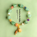 Natural Xinjiang Jinsi Jade aventurine orchid bracelet with carved orchid beads for women's wrists 14-18cm