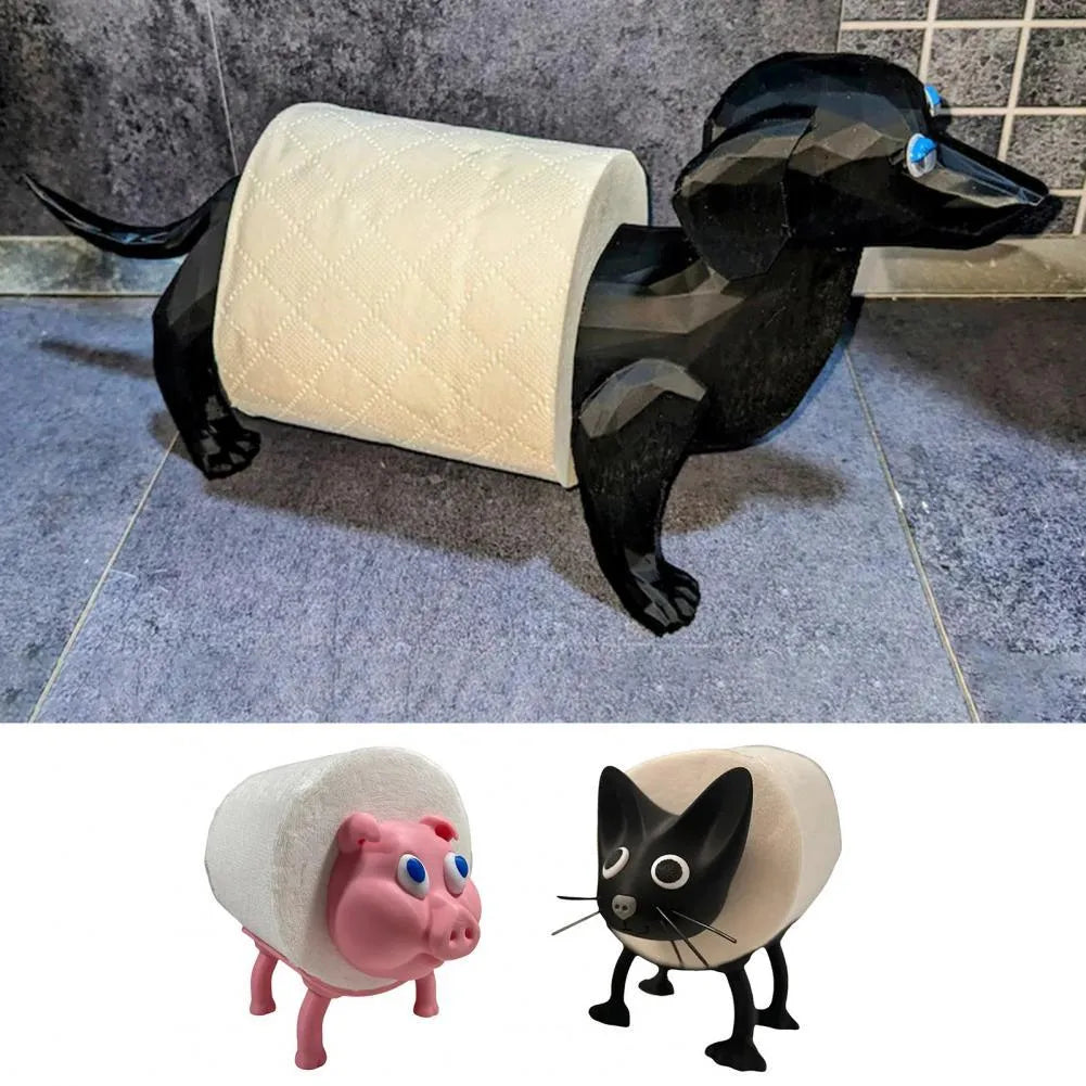 Dog design freestanding toilet tissue holder, solid colour paper stand, 8cm x 10.5cm, Puppy Tissue Holder