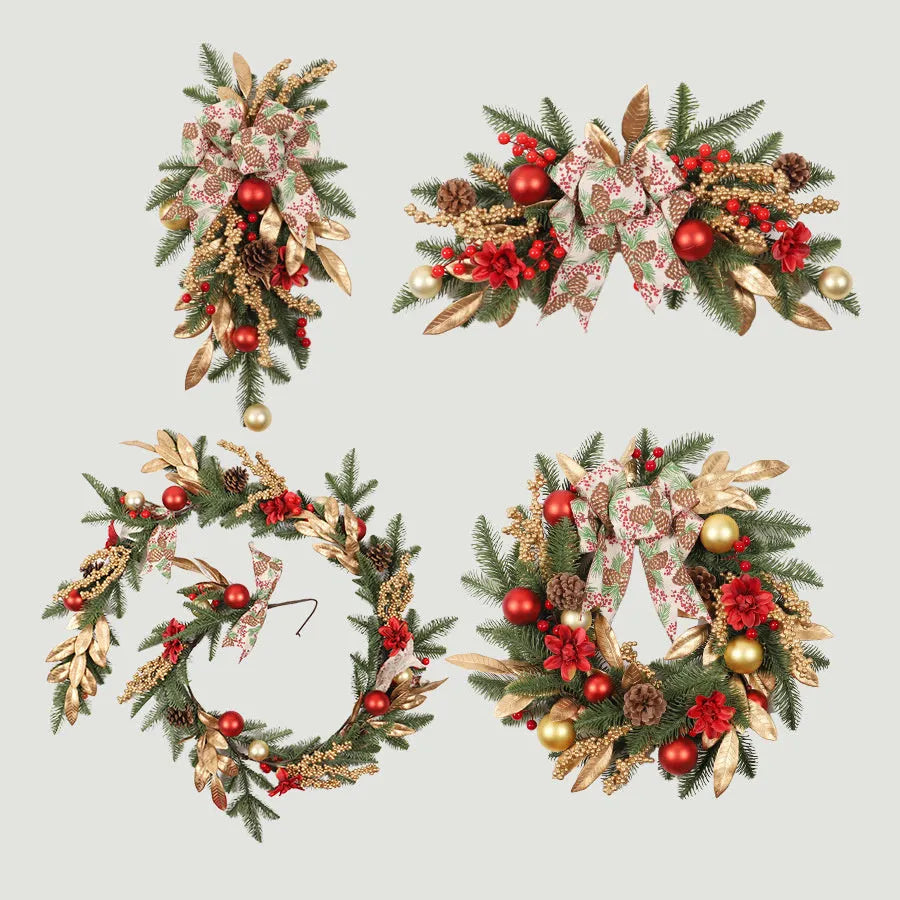 American country style Christmas garland with upside down ornaments in plastic construction