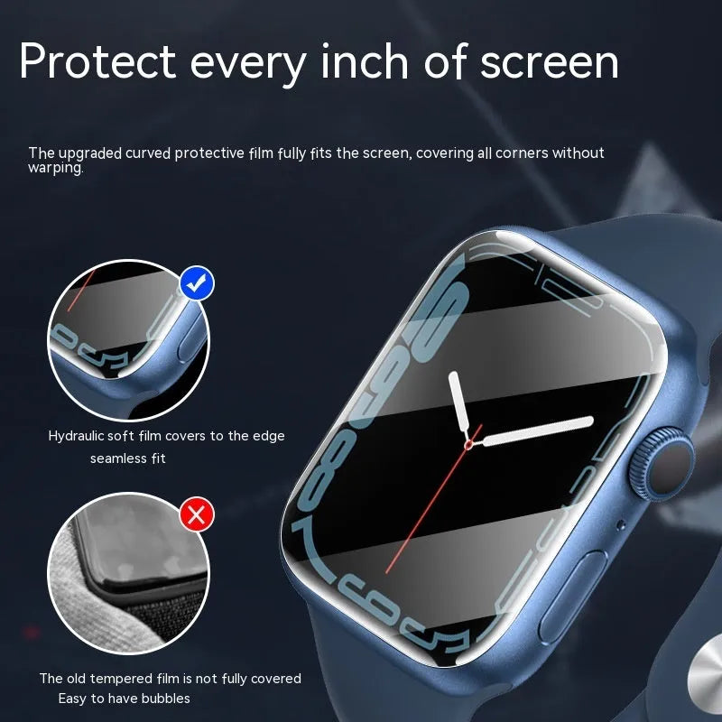 HD Water Coagulation Watch Protective Film TPU screen protector in sizes 40mm to 49mm with Kraft Paper Packaging