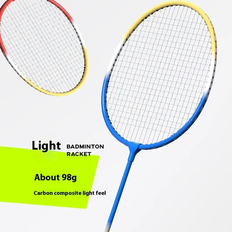 Alloy ultra-light split badminton rackets in blue and red, each under 300g, for table tennis play.
