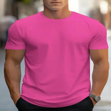 Men's loose fit printed T-shirt with round neck and short sleeves in bird eye cloth fabric