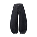 Men's wide-leg denim trousers in original cow colour with mid-waist design and relaxed fit