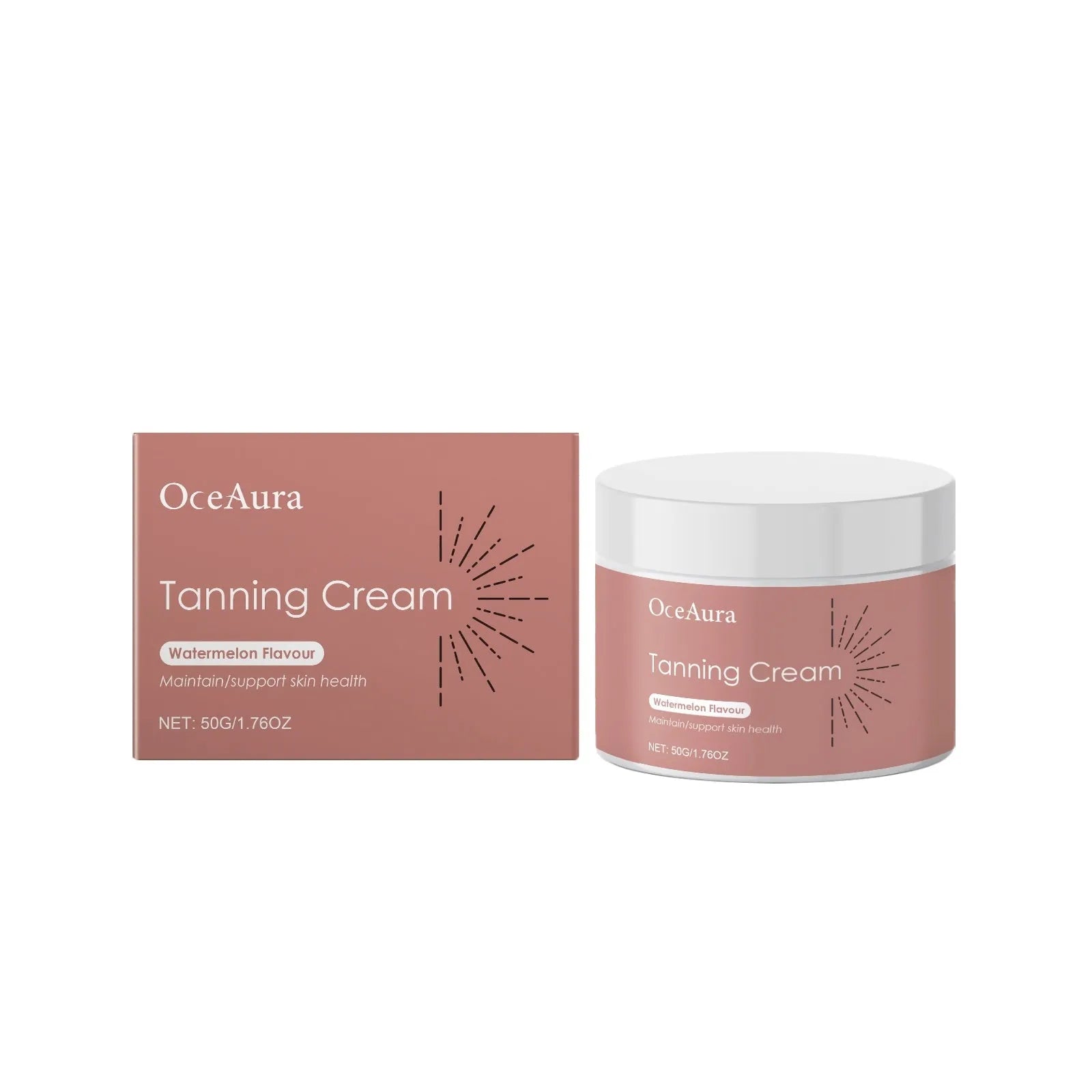 50g tanning cream container with gradual colour development formula containing watermelon and walnut extracts
