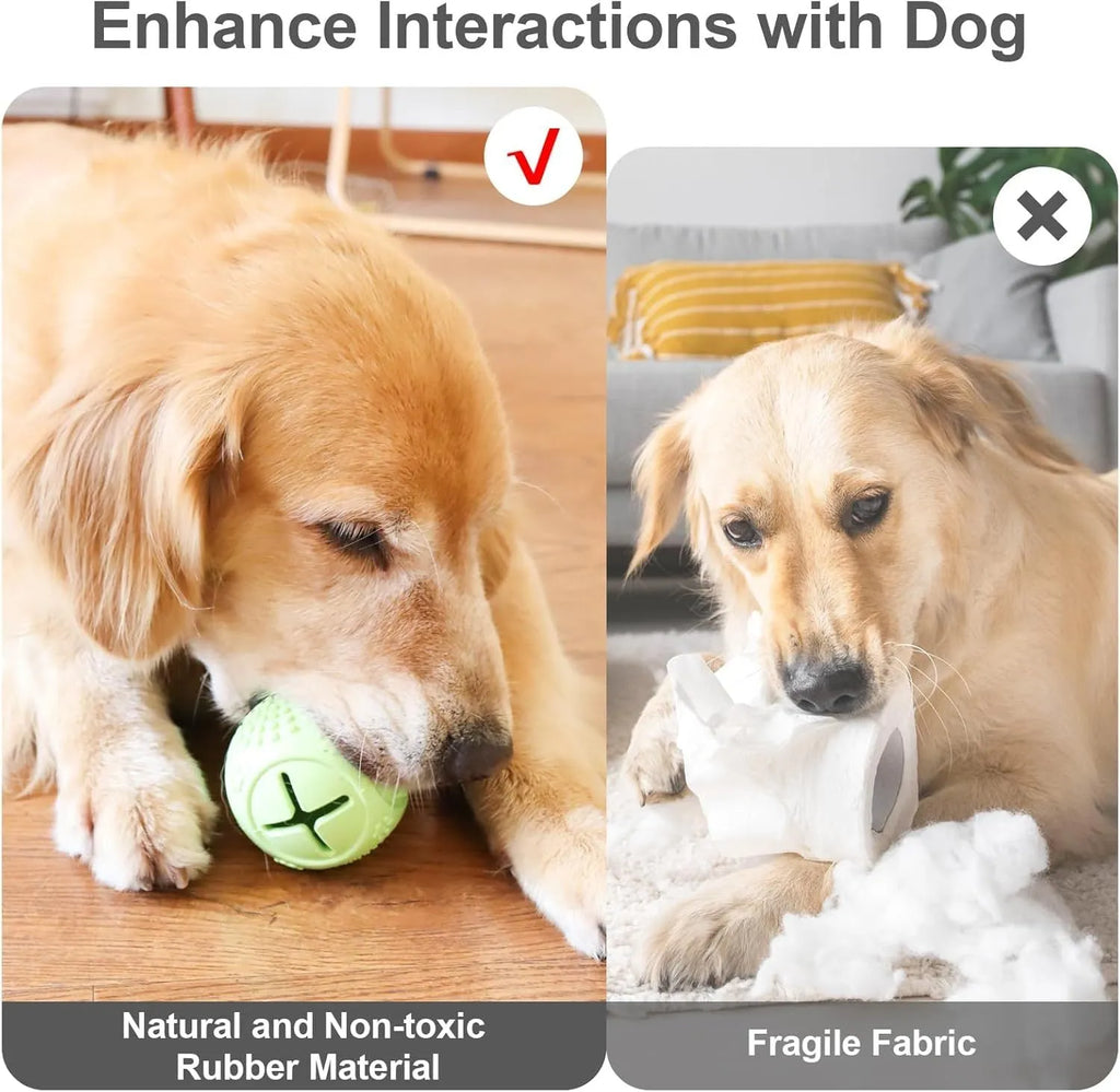 Blue bone-shaped dog chew toy made from natural rubber, showing uneven surface for teeth cleaning.