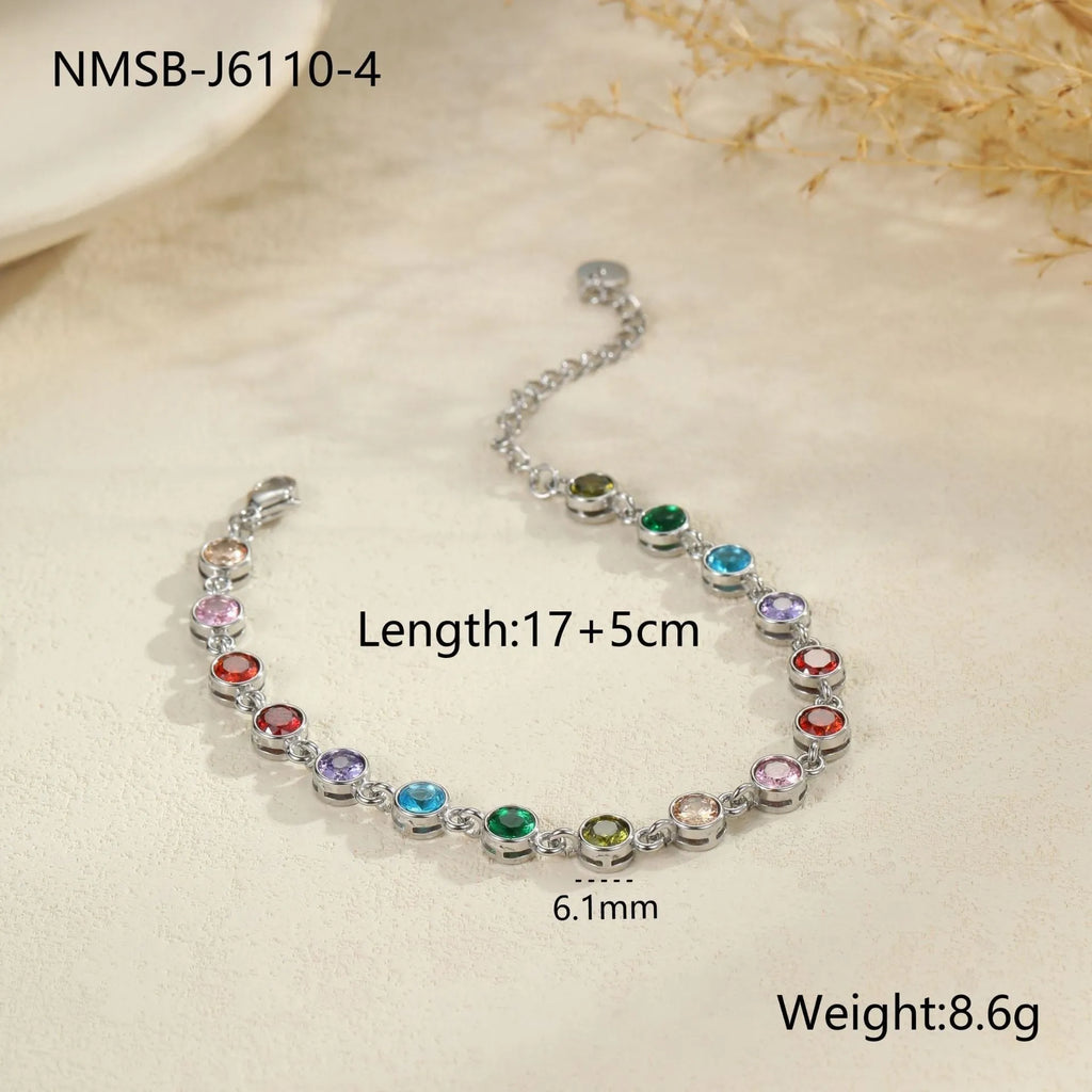 Women's stainless steel bracelet with a geometric heart, circle, or square charm in gold or silver plating