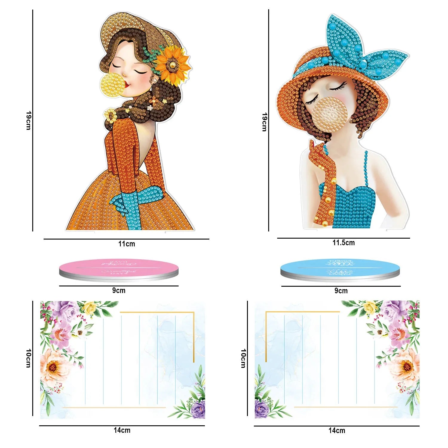 Handmade diamond painting note clip on desktop, 19cm x 11cm frameless design with decorative picture