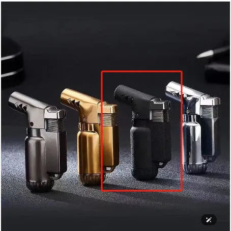 Full metal windproof lighter with straight punch ignition in black gold grey silver colours
