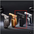 Full metal windproof lighter with straight punch ignition in black gold grey silver colours