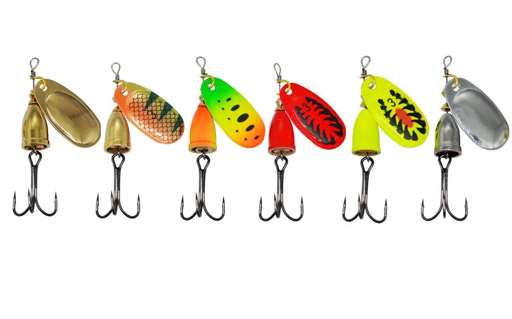 R Composite rotating sequins copper bell fishing lure in 3# size with multiple colour options including yellow green, gold mesh, and rose gold
