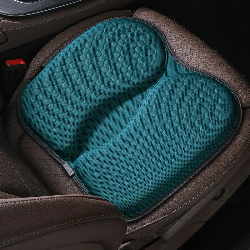 Honeycomb patterned gel car seat cushion in multiple colours, dimensions 40x35x2 cm.