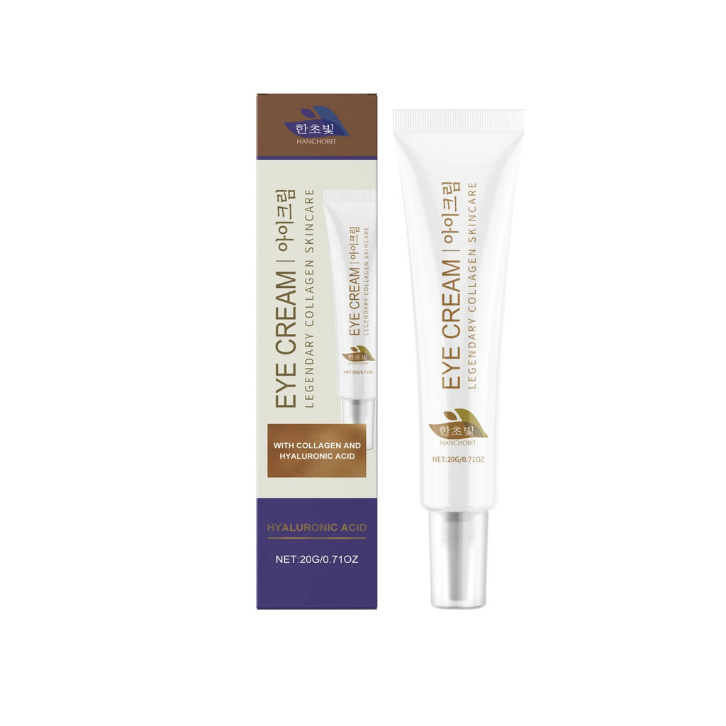 20g tube of collagen eye cream with hyaluronic acid and glycerin for the eye area.