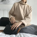 Women's half-high collar long-sleeved top in 100% polyester, loose fit, available in three colours