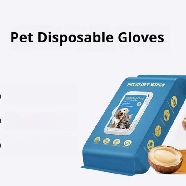 Pack of 20 disposable pet gloves with elasticated cuffs for cat and dog waste handling