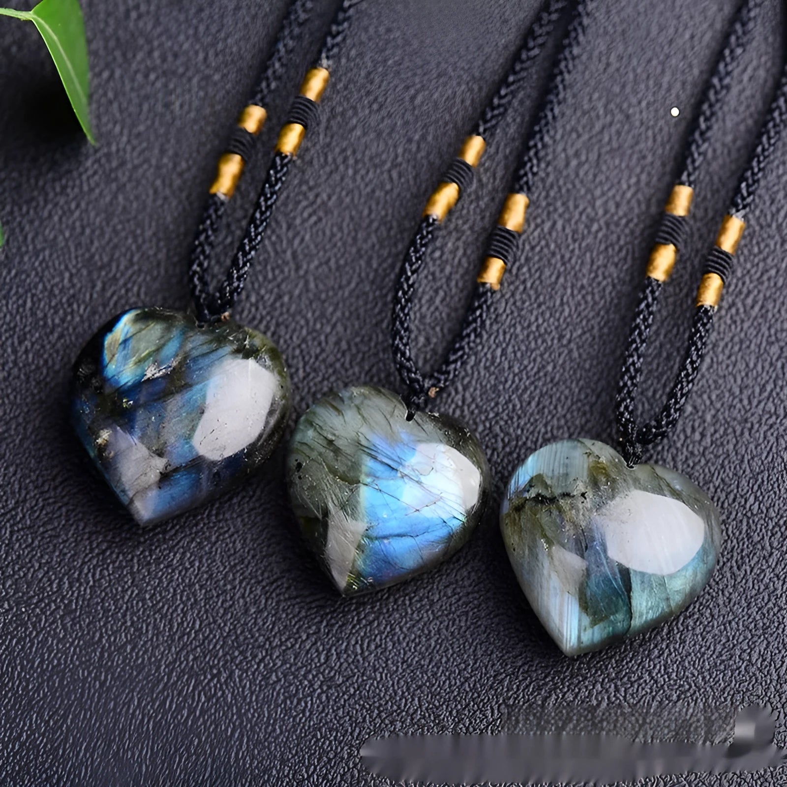 Natural Labradorite Moonstone crystal necklace with blue light geometric pendant in two size options
