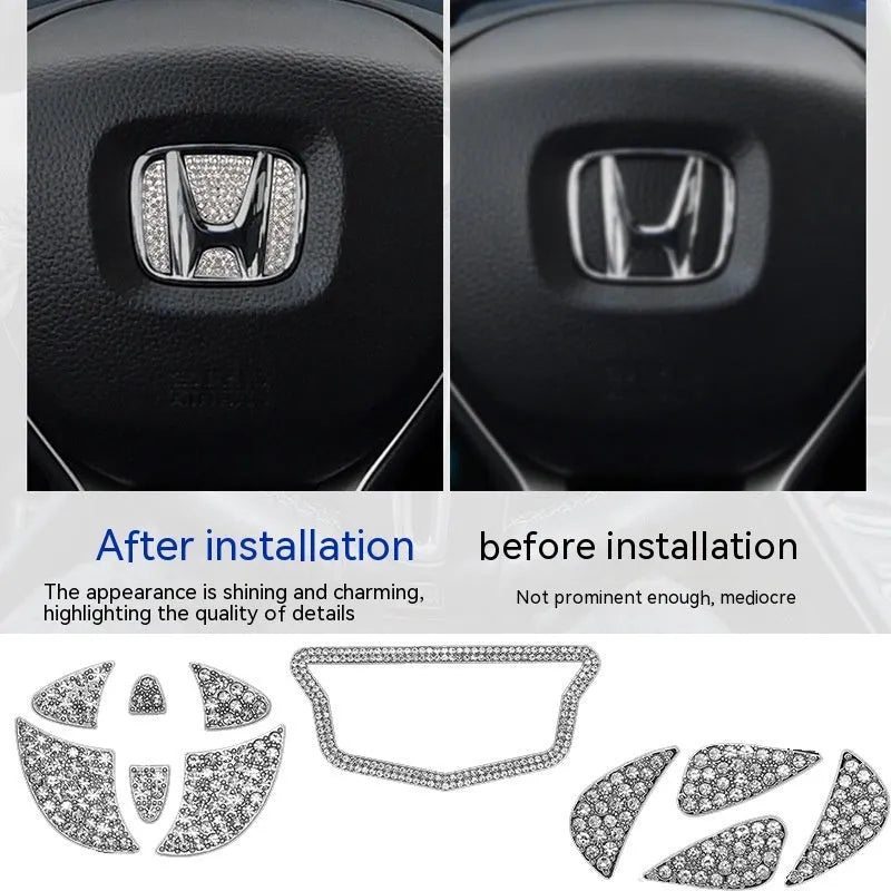 Zinc alloy diamond decorative sticker for Toyota car steering wheel