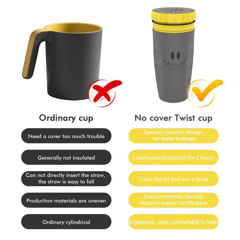 Double insulation travel tumbler with twist-top silicone seal showing cartoon patterns