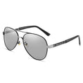 Men's polarised sunglasses with metal frame showing UV400 protection and Japanese-Korean style design