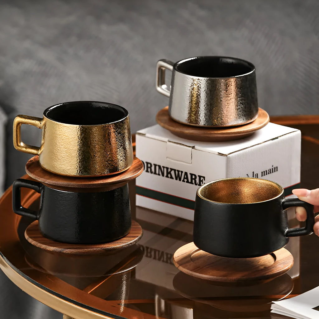 Office gift tumbler coffee cup suit with gold or silver plating in gift box packaging