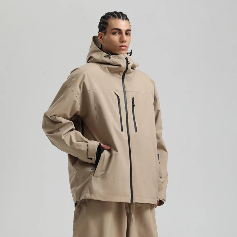 Men's loose zip ski suit jacket in polyester fibre, waterproof windproof, available in six colours and sizes S to XXL