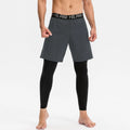 Men's grey quick-drying high-elasticity fitness tights for running and gym workouts