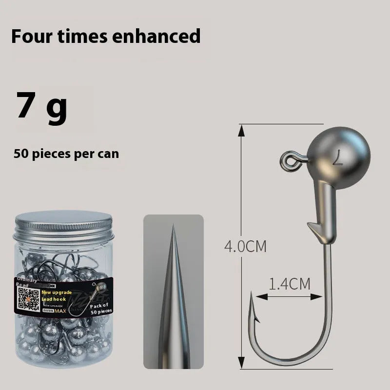 Enhanced jig hooks 50 pieces set with 4 times strength and blood trough design for fishing