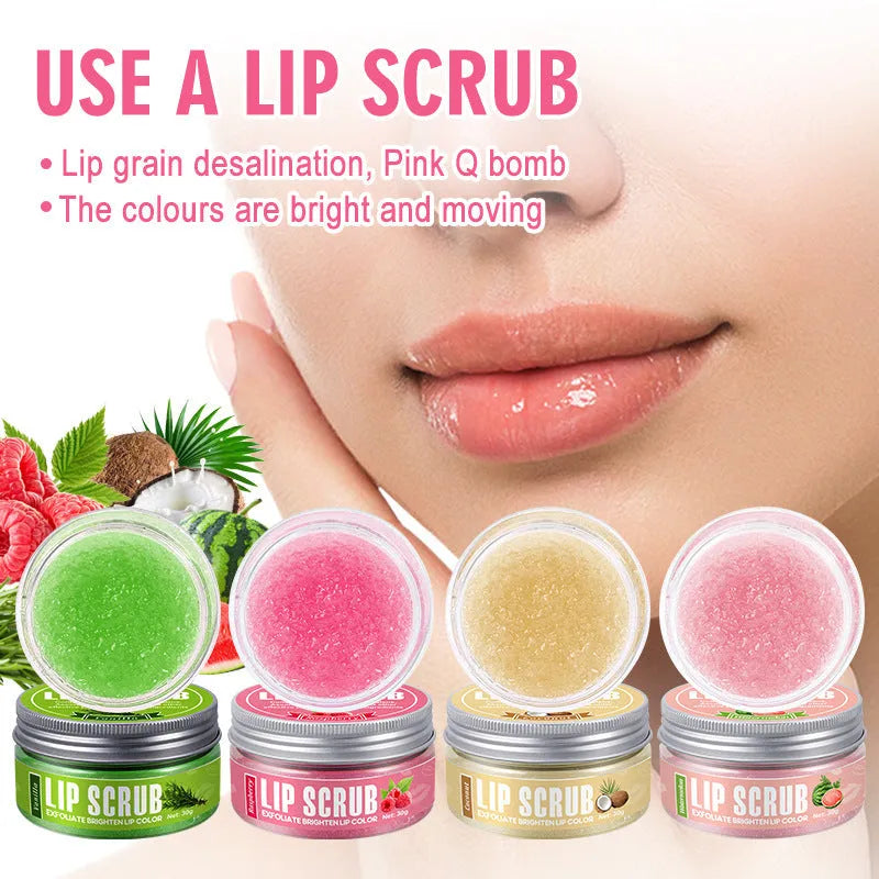 Amatoni Lip Scrub pot showing 30g exfoliating cream with fruit flavour options