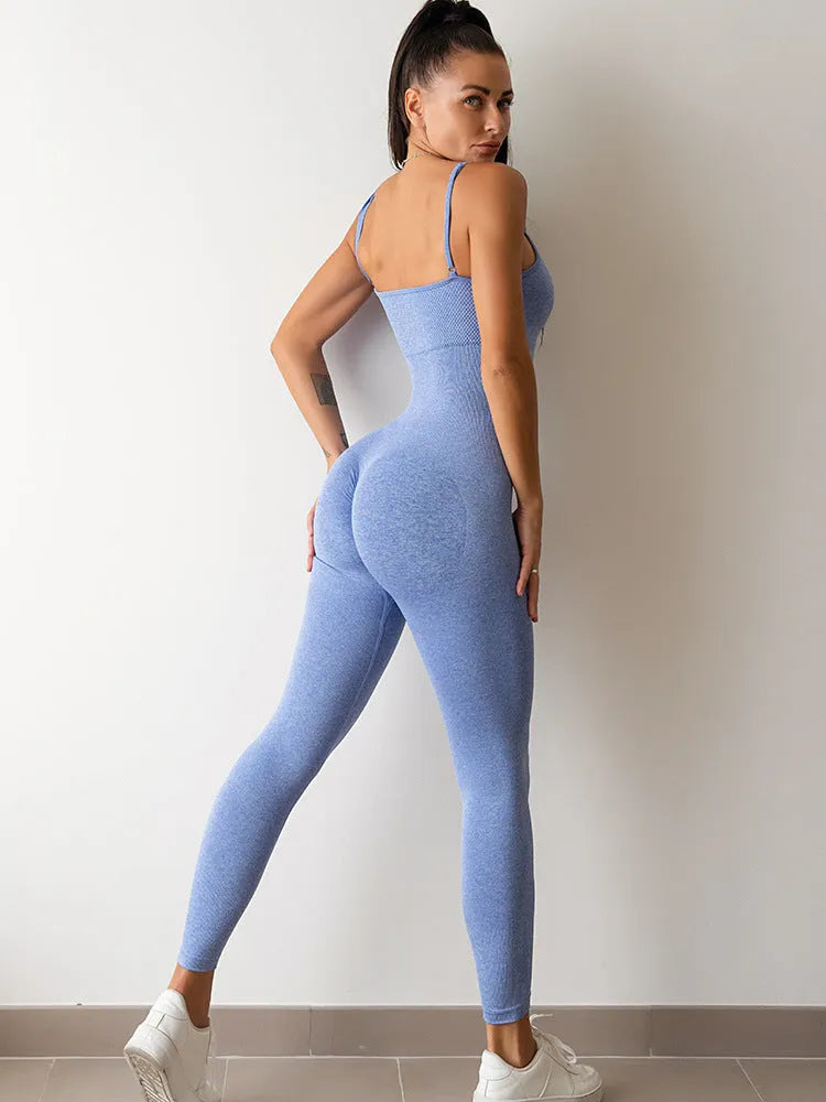 Women's black unitard jumpsuit with spaghetti straps and tummy control, made from nylon and spandex for stretch