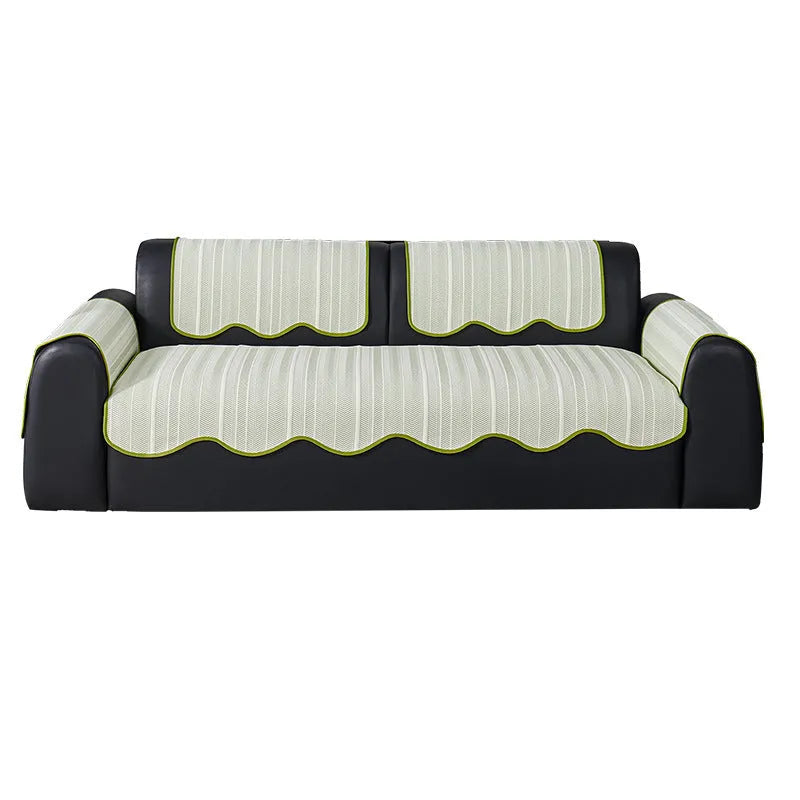 Special-shaped sofa cover in Ice Silk fabric with non-slip design, shown in Cloud Gray colour on a sofa