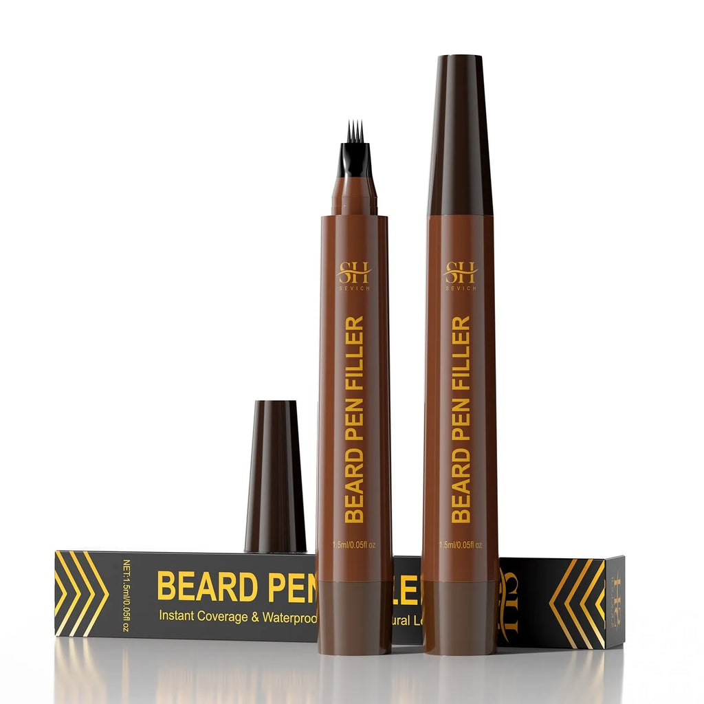 Men's sweatproof beard and eyebrow filler pencil in black and dark brown shades