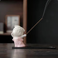 Ceramic little female court attendant incense burner decoration in choice of four colours, 15cm height