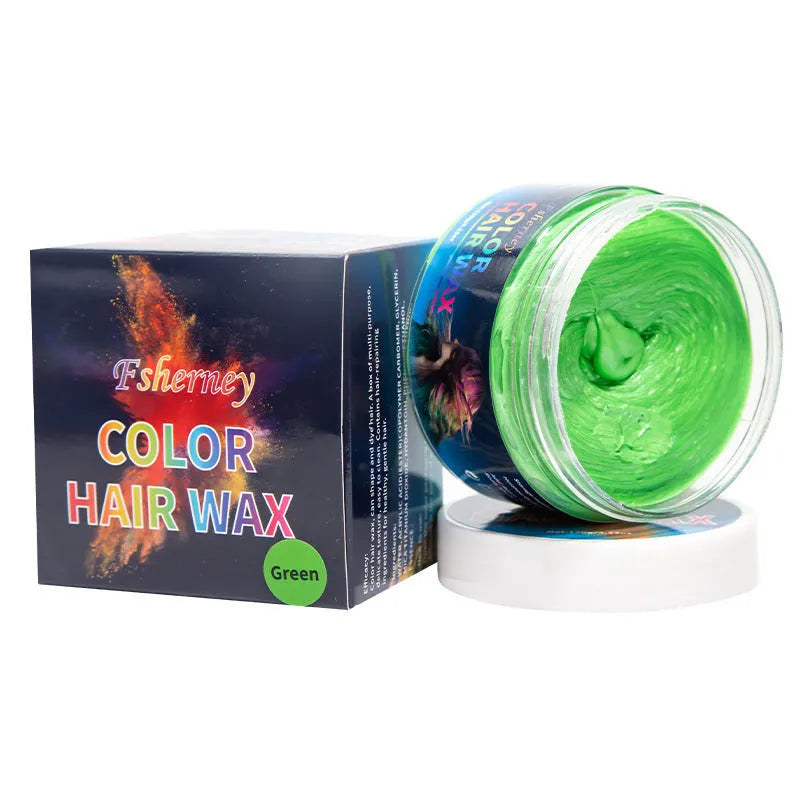 120g hair styling clay pot with nine colour options: white, orange, red, yellow, blue, green, purple, rose red, granny grey