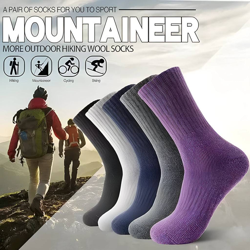 Unisex wool cashmere blend thermal tube socks in middle calf length showing solid colour pattern