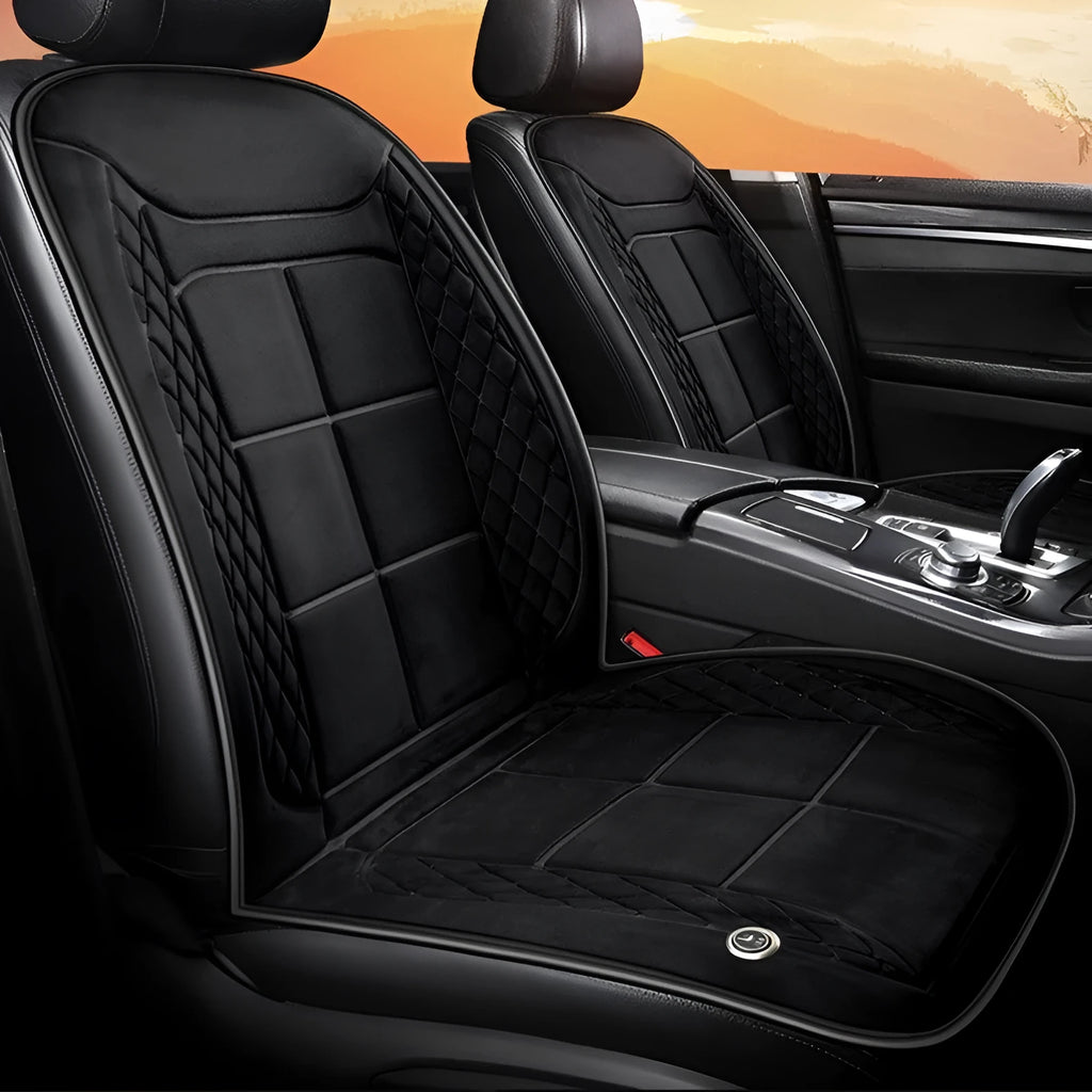 Auto heating car seat cushion in beige, black and coffee colours for single, double and rear seat configurations