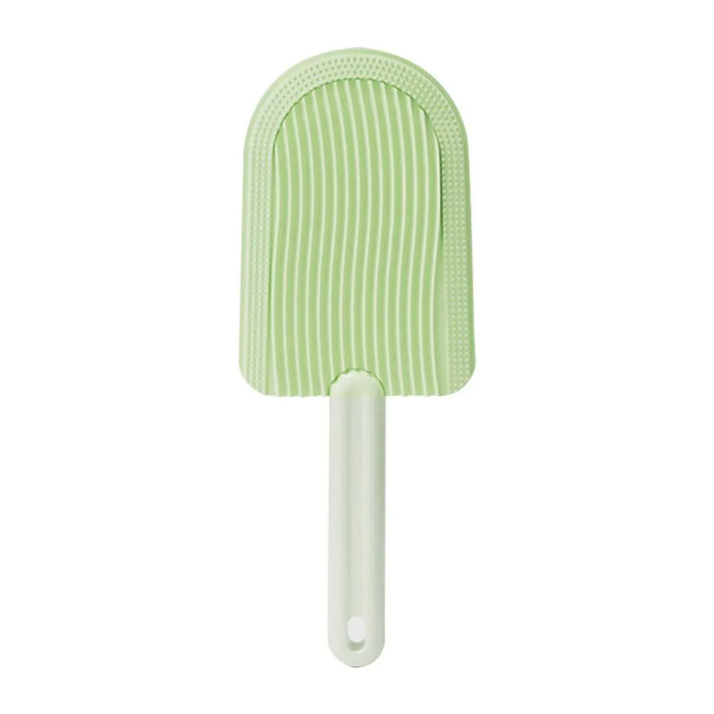 200mm pet grooming brush in blue, green, or yellow with soft silicone and foldable design