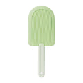 200mm pet grooming brush in blue, green, or yellow with soft silicone and foldable design