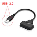 30 cm copper SATA adapter cable with USB and Type-C options for 2.5-inch hard drives