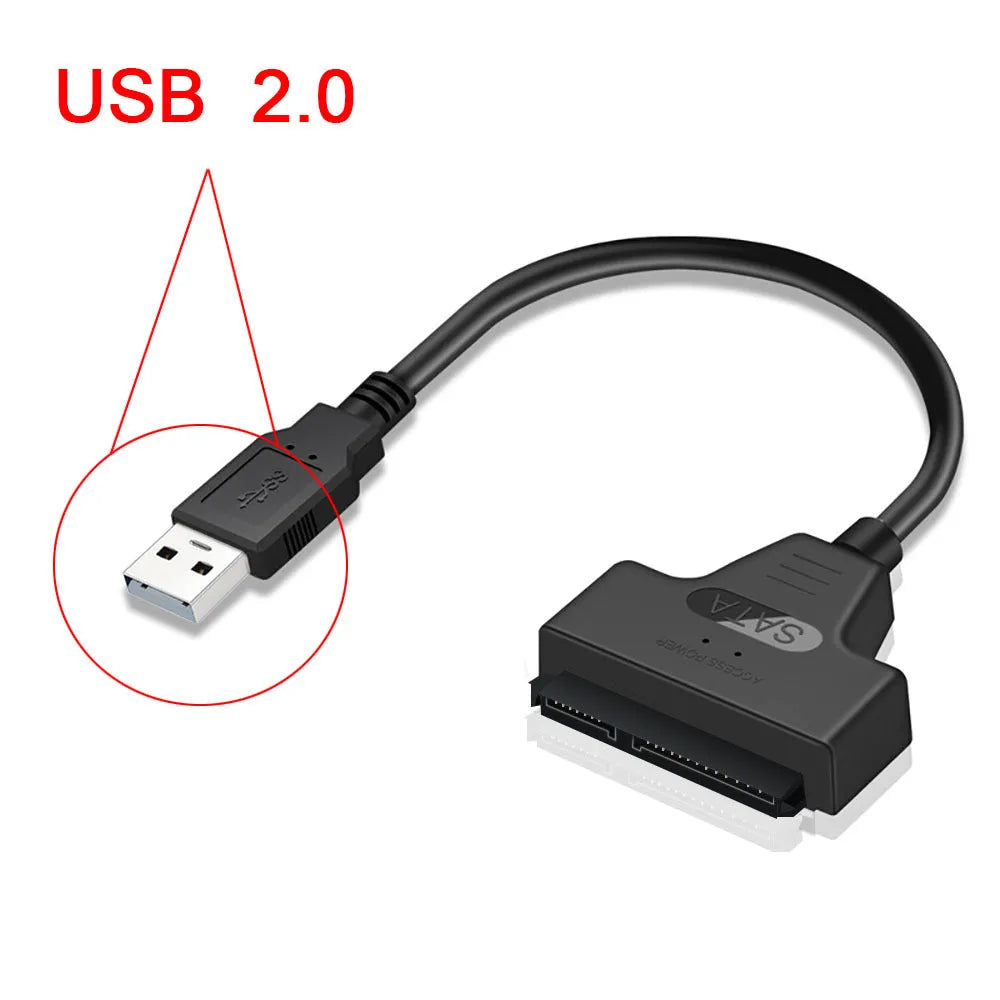 30 cm copper SATA adapter cable with USB and Type-C options for 2.5-inch hard drives