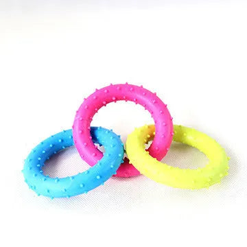 TPR rubber dog chew toy with three-chain design and molar shape for aggressive chewers