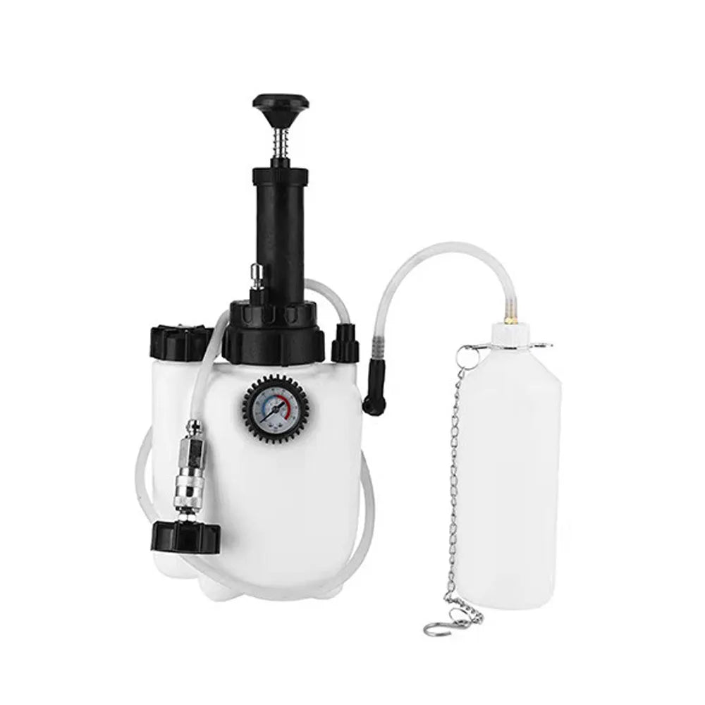 White 3-litre brake oil tank with copper and iron construction for automotive brake fluid changes