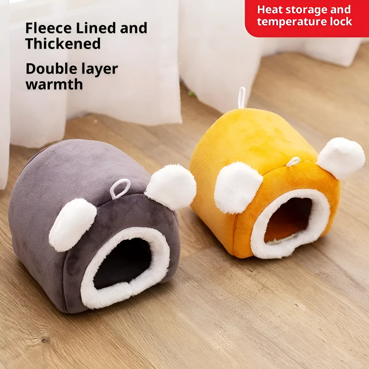 Small cloth hamster nest bed in orange or grey, available in 12x12x12cm and 15x15x15cm sizes