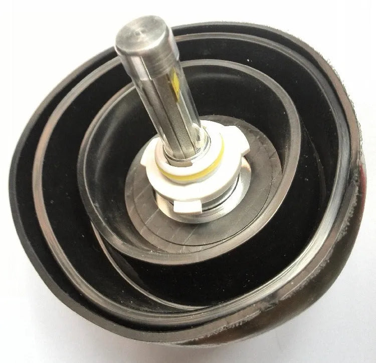 Silicone car headlight dust cover showing Type A closed and Type B open designs for 12V vehicles