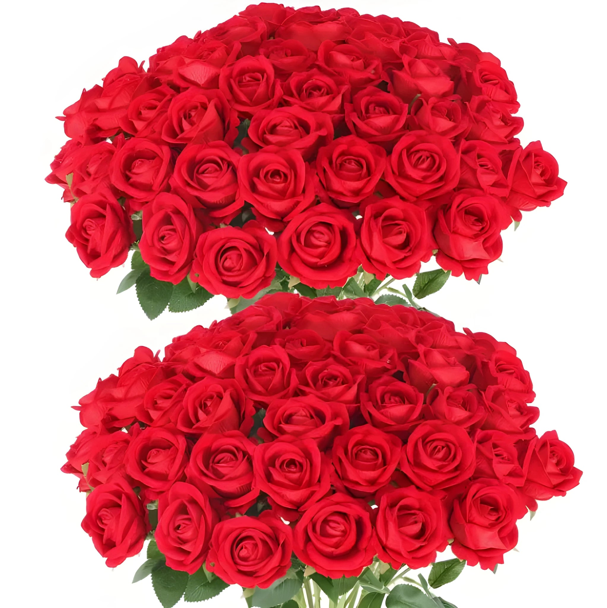 Red and white plastic artificial silk flower bouquet for home decoration