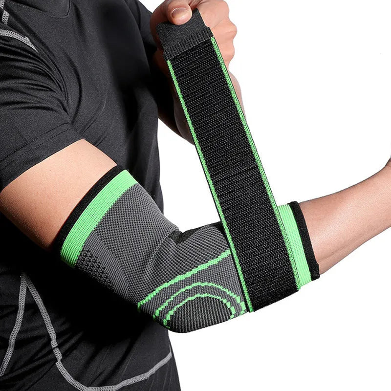 Knitted basketball elbow pad arm guard in black or fluorescent green, adult sizes M L XL