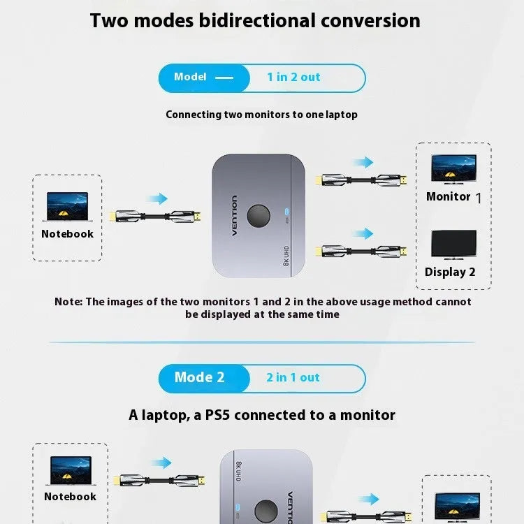 Alloy cable separator for computer to television audio video conversion in black or grey