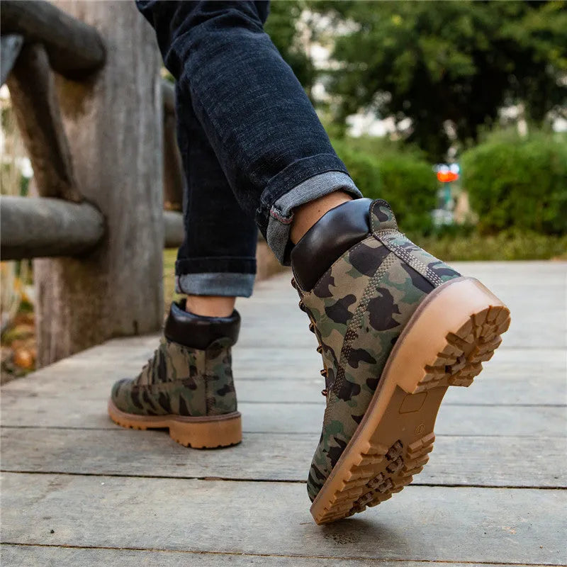 Men's Martin boots with velvet lining, round toe, and front lace-up in multiple colours