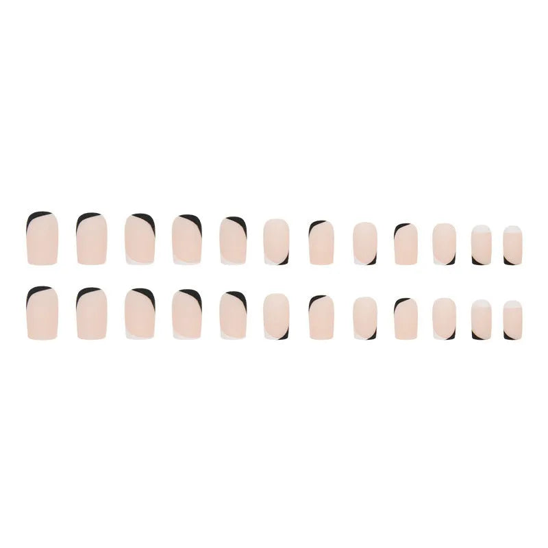 Black and white frosted manicure set with plastic wearable armour for DIY nail art